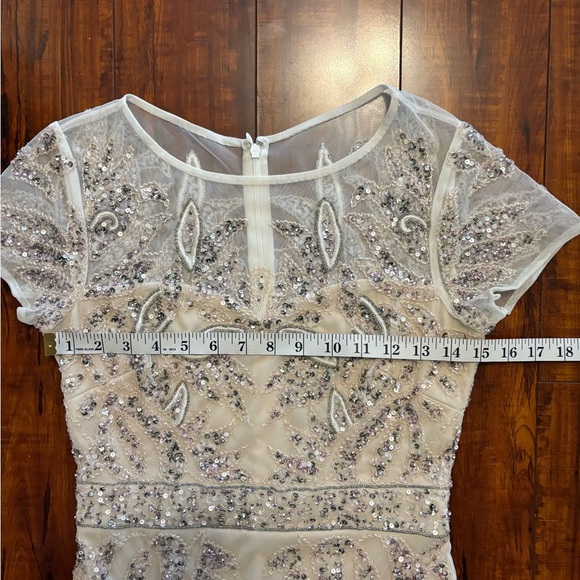 adrianna papell Embellished Mesh Sequin Cocktail wedding Formal Gown dress 2 NWT - Picture 14 of 16
